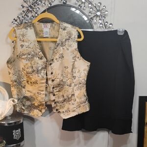 Elegant Black Skirt And Vest